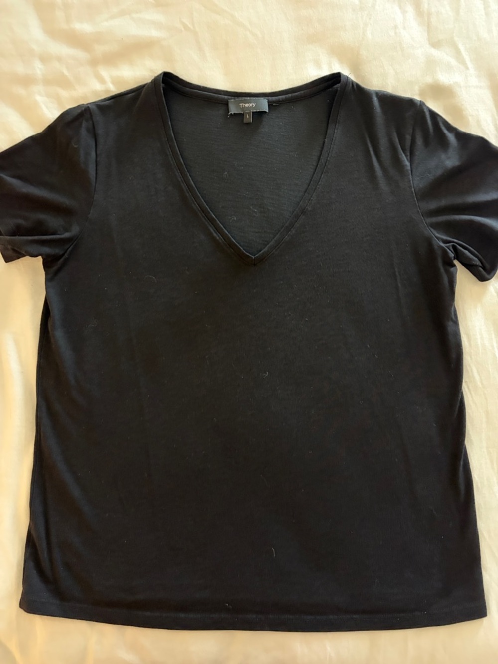 Theory Black V-Neck Short Sleeve Tee